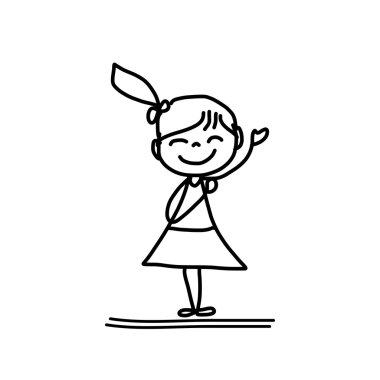 El çizimi çizgi film karakteri mutlu çocuklar