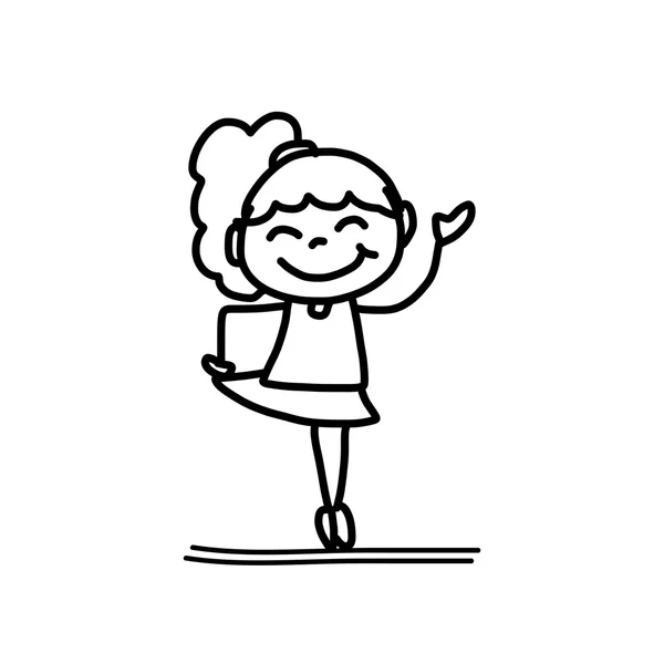 Dibujo a mano personaje de dibujos animados niños felices — Archivo Imágenes Vectoriales