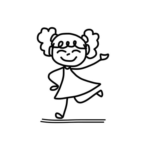 Dibujo a mano personaje de dibujos animados niños felices — Vector de stock