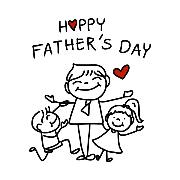 Щасливий батько день рука мультфільму малюнок — стоковий вектор
