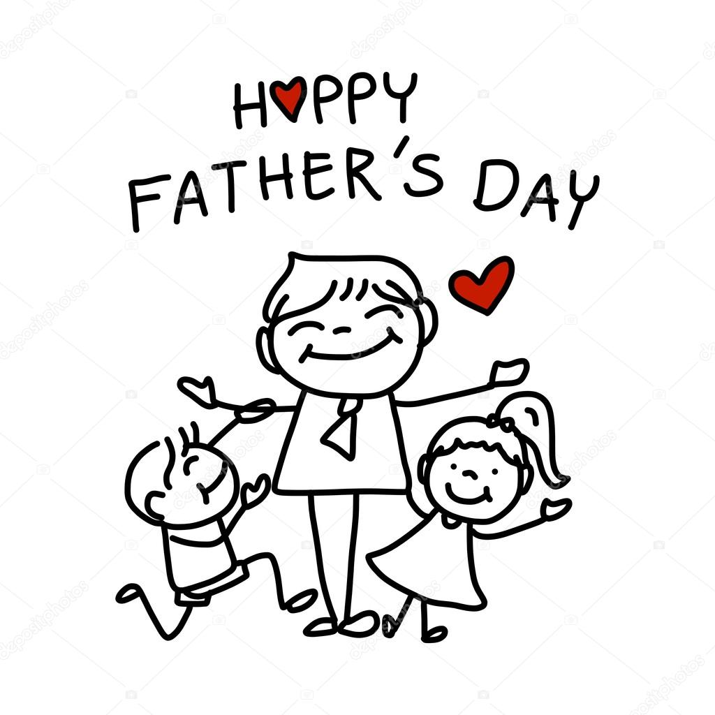 Happy Father's Day cartoon hand drawing