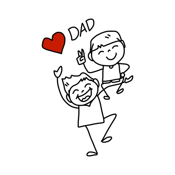 Щасливий батько день рука мультфільму малюнок — стоковий вектор