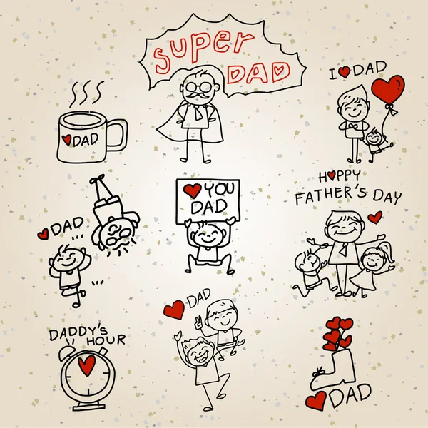 Happy Father's Day cartoon hand drawing