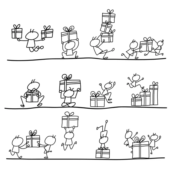Kézi rajz rajzfilm karaktert boldog születésnapot — Stock Vector