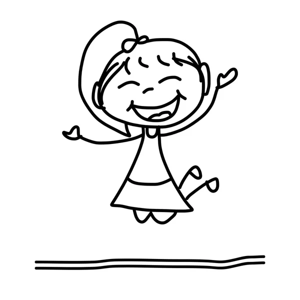 Mano disegno bambini felici — Vettoriale Stock
