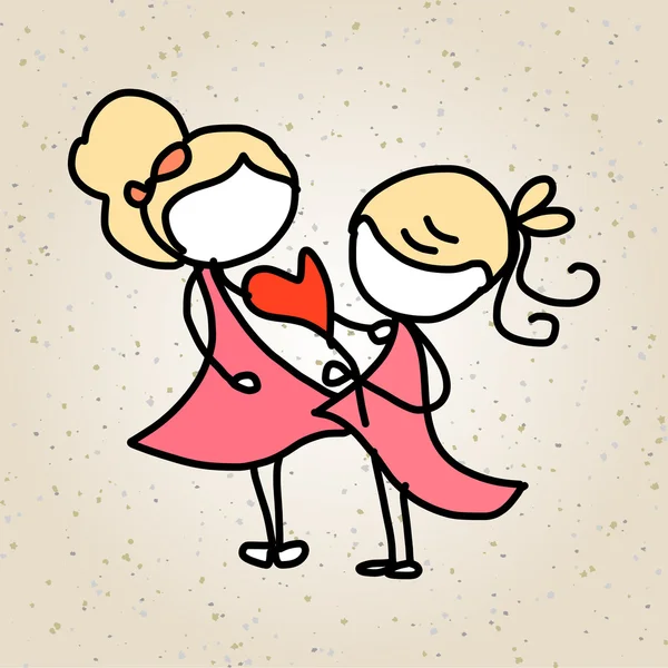 Ruční kreslení karikatury šťastnému páru svatba — Stockový vektor