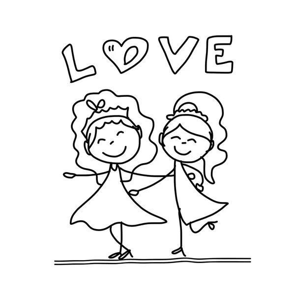 Kreslená Svatební pár stejné pohlaví — Stockový vektor