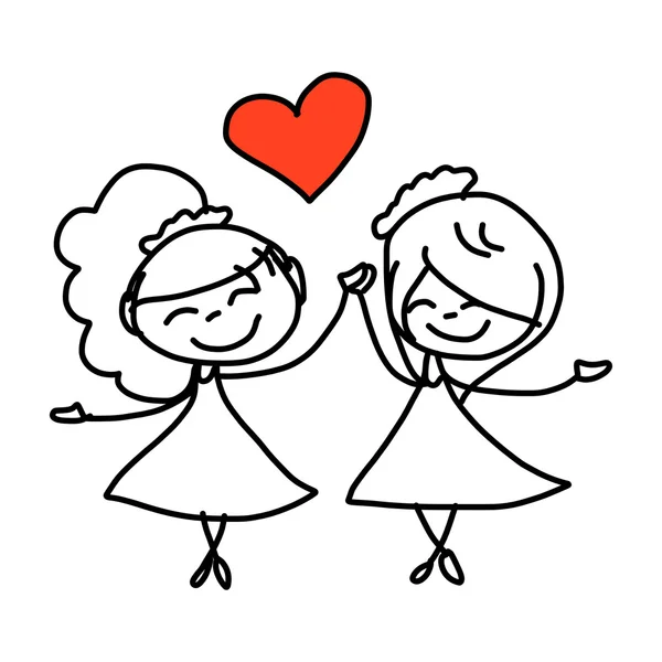 卡通同样性夫妇婚礼 — 图库矢量图片