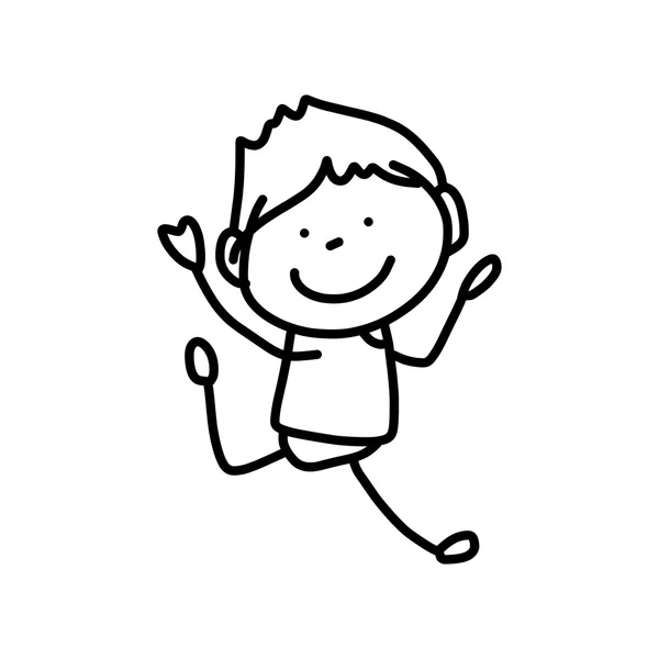 Dibujo a mano dibujos animados niños felices — Vector de stock