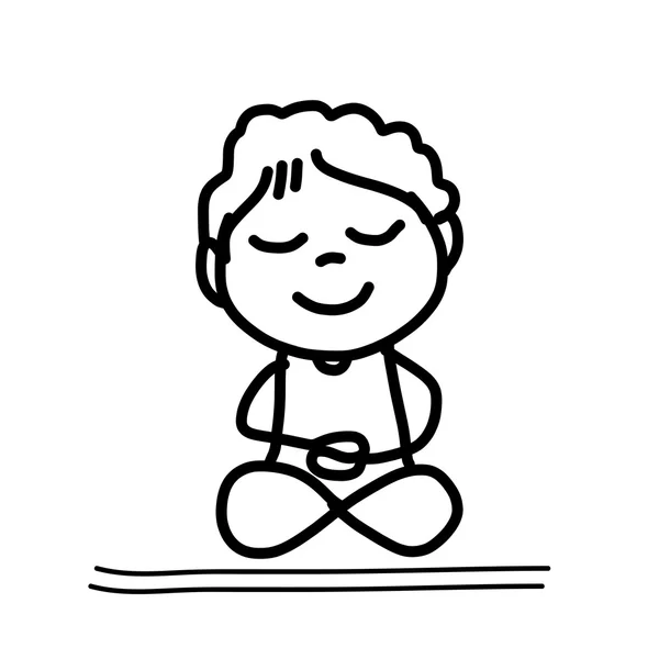 Mão desenho desenho desenho animado meditação — Vetor de Stock