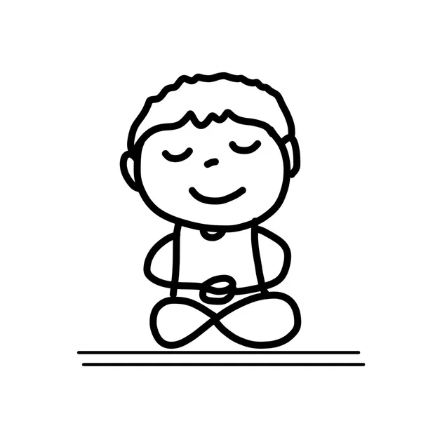 Mano disegno cartone animato meditazione — Vettoriale Stock