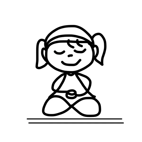 Handzeichnung Cartoon Meditation — Stockvektor