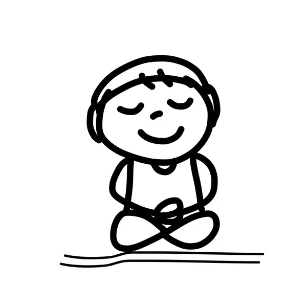 Hand tekening cartoon meditatie — Stockvector