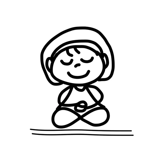 Mão desenho desenho desenho animado meditação — Vetor de Stock