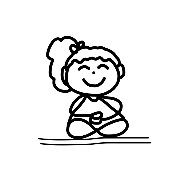 Ручний малюнок мультиплікаційної медитації — стоковий вектор