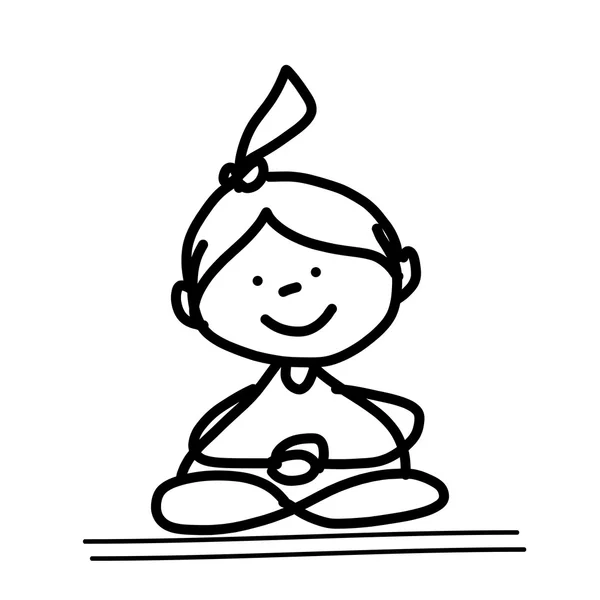 El çizimi karikatür meditasyon — Stok Vektör