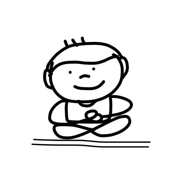 Dibujo a mano meditación de dibujos animados — Vector de stock