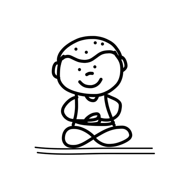 Mão desenho desenho desenho animado meditação — Vetor de Stock