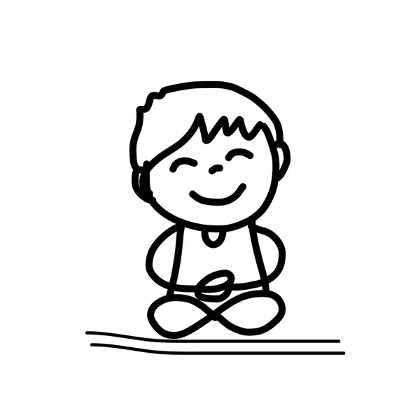 Hand drawing cartoon meditation — Stock Vector