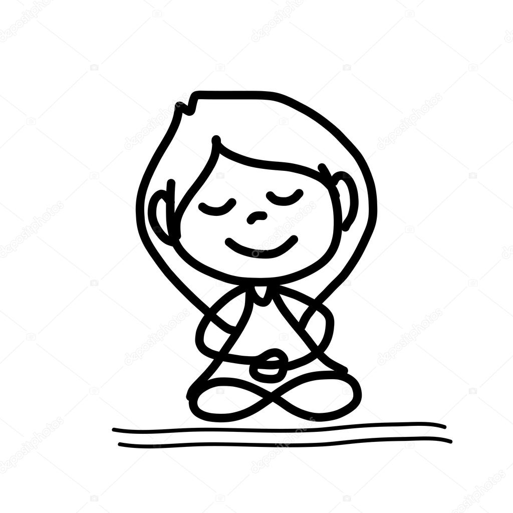 Hand drawing cartoon meditation Stock Vector Image by ©atthameeni 49459449