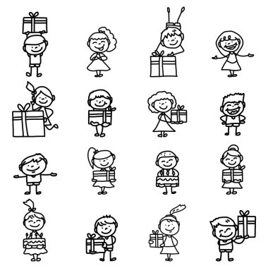 elle çizim karikatür doğum günü