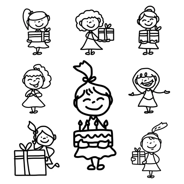 Dessin à la main dessin animé anniversaire — Image vectorielle