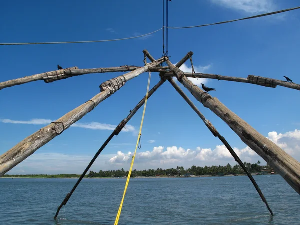 Redes de pesca chinesas em Fort kochin — Fotografia de Stock