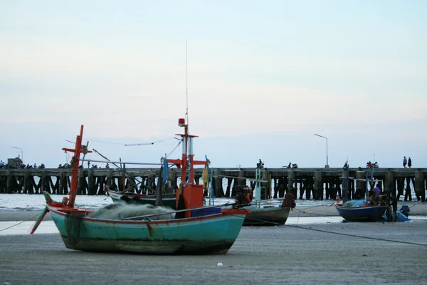 Fisherman boats at huahin beach — Stock Photo, Image
