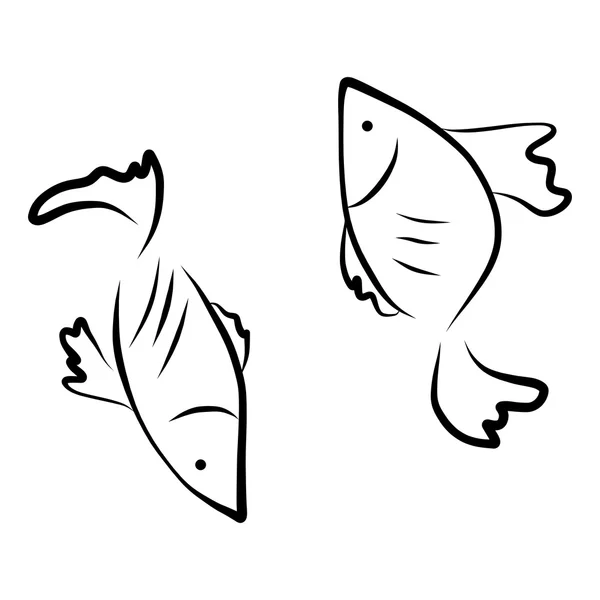 Icono de dibujo a mano pescado — Archivo Imágenes Vectoriales
