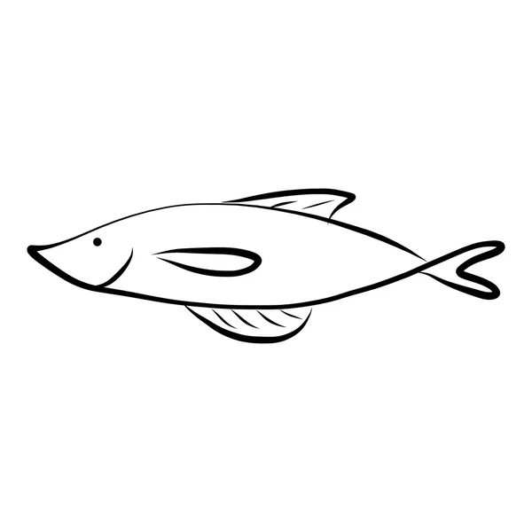 Dessin à la main icône poisson — Image vectorielle