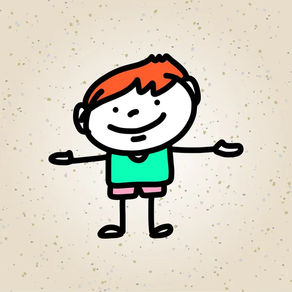 Dibujo a mano dibujos animados niño feliz — Vector de stock