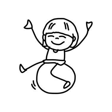 topun üzerinde oturan çocuk