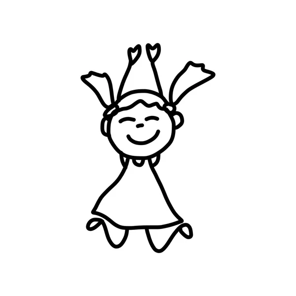 Kreslená postava šťastná dívka hraje — Stockový vektor