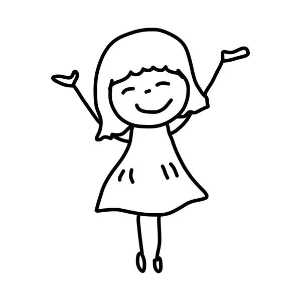 Personaje de dibujos animados chica feliz jugando — Vector de stock