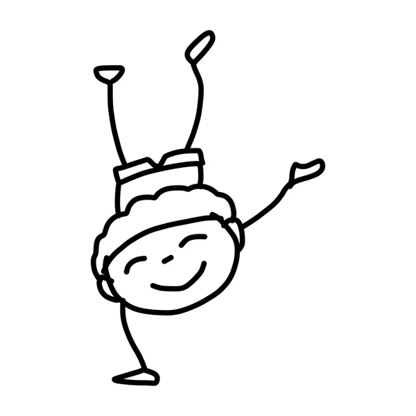 Zeichentrickfigur glücklicher Junge beim Spielen — Stockvektor