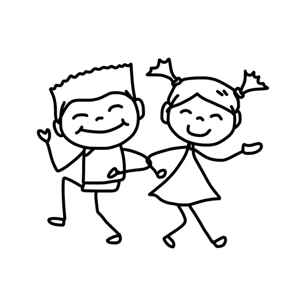 Personnage de bande dessinée enfants heureux — Image vectorielle