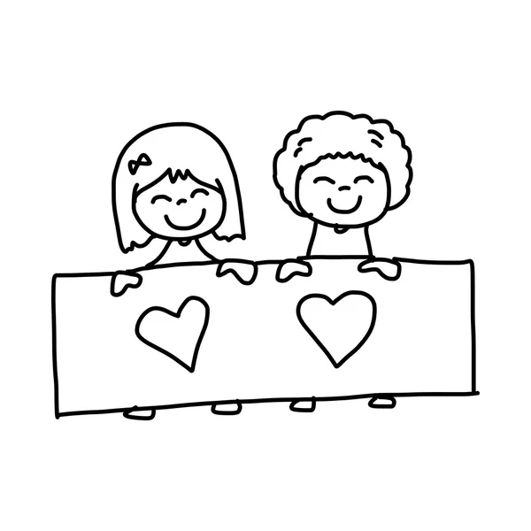 Mão desenho desenhos animados crianças felizes —  Vetores de Stock