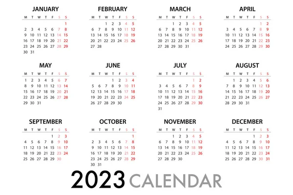 Planificador Calendario Para 2022 Semana Comienza Lunes Plantilla Vector Simple — Vector de stock