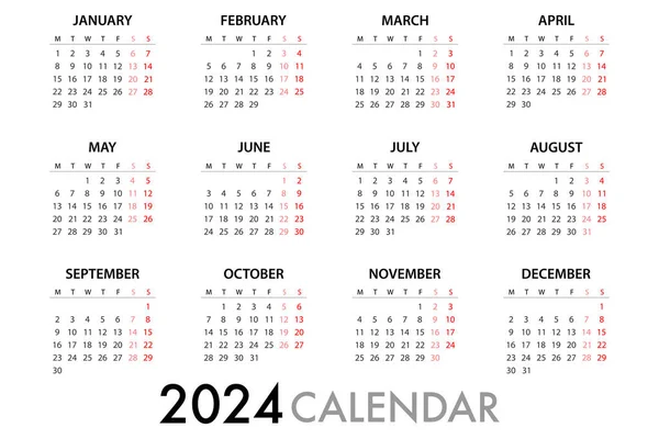 Calendar Planner Settimana 2022 Inizia Lunedì Modello Vettoriale Semplice Eps — Vettoriale Stock