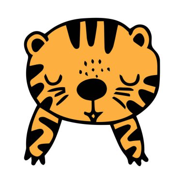 El çizimi şirin kaplan ve süslü bardak çizimi