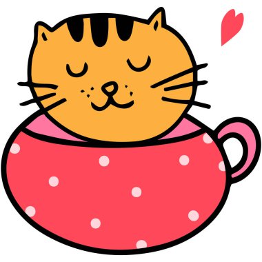 El çizimi şirin kaplan ve süslü bardak çizimi