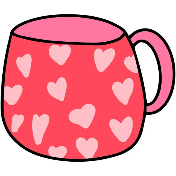 Mano Dibujado Tigre Lindo Taza Lujo Ilustración — Vector de stock