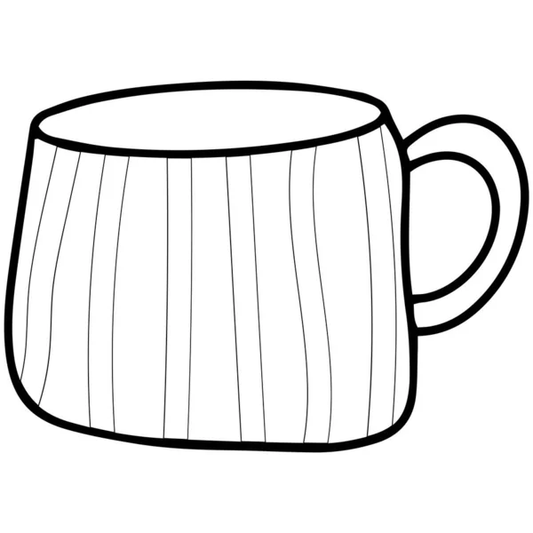 Güzel Çizgili Çay Fincanı Kahve Fincanı Çizimi Resim Çizimi — Stok Vektör