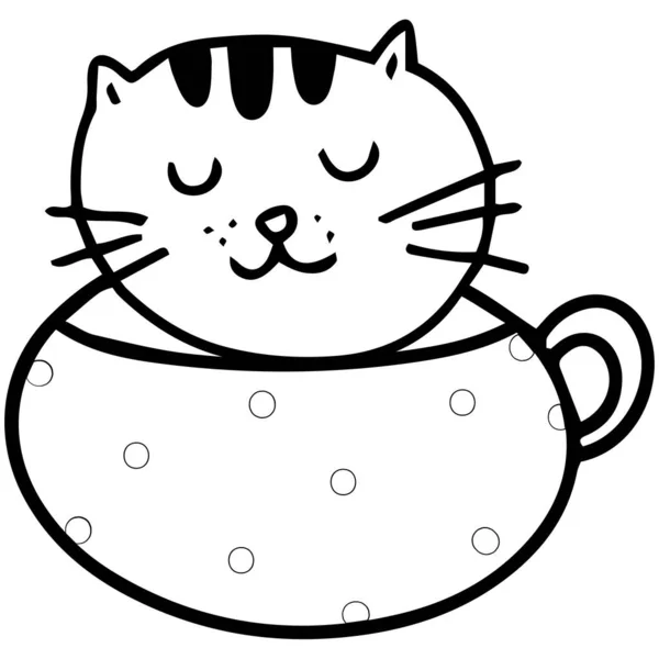 Roztomilý Tygr Hrnku Kávu Šálek Čaje Ručně Kreslené Kreslené Kreslení — Stockový vektor
