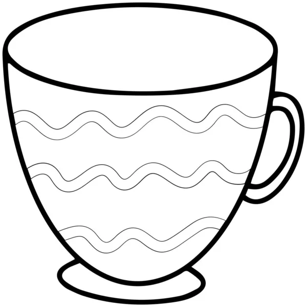 Cute Pattern Tea Cup Coffee Mug Hand Drawn Doodle Art — Stock Vector