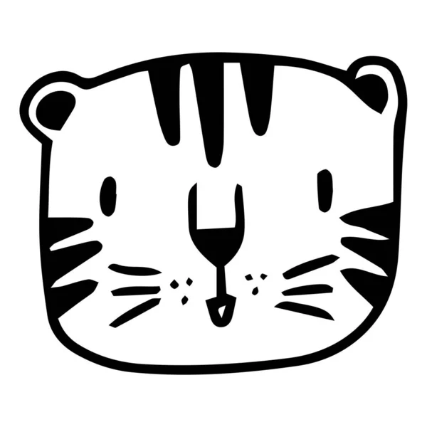 Bonito Rugindo Cara Tigre Animais Selvagens Gatinho Bonito Gato Ilustração —  Vetores de Stock