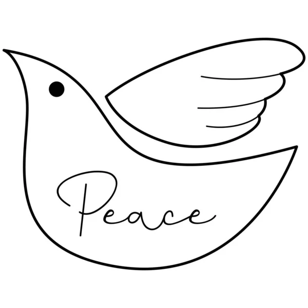 Mano Disegno Donna Pregare Pace Con Segno Uccello Corona Cima — Vettoriale Stock