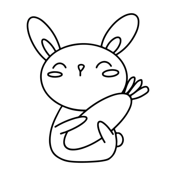 Dessin Main Heureux Lapin Pâques Lapin Doodle Illustration Art — Image vectorielle