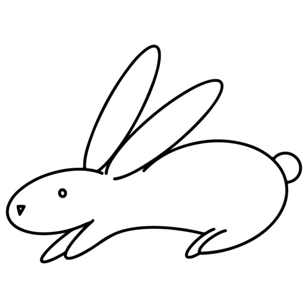 Dessin Main Heureux Lapin Pâques Lapin Doodle Illustration Art — Image vectorielle