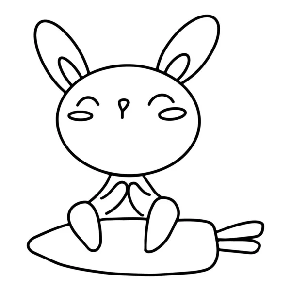 Dessin Main Heureux Lapin Pâques Lapin Doodle Illustration Art — Image vectorielle
